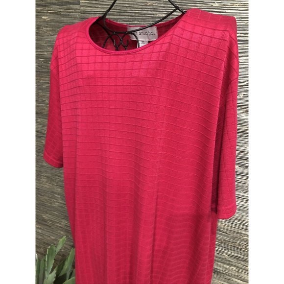 3X Plus Pink Top Blouse Stretch Short Sleeve CST - Picture 1 of 5
